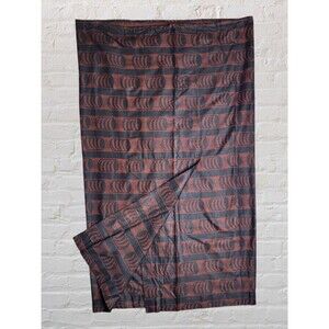 Vintage African Wax Maxi Skirt LG Brown Black Drawstring Side Slit Boho